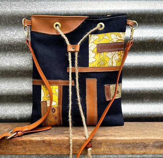 Somerset tote bag with adjustable strap - Denim Leather  - Large