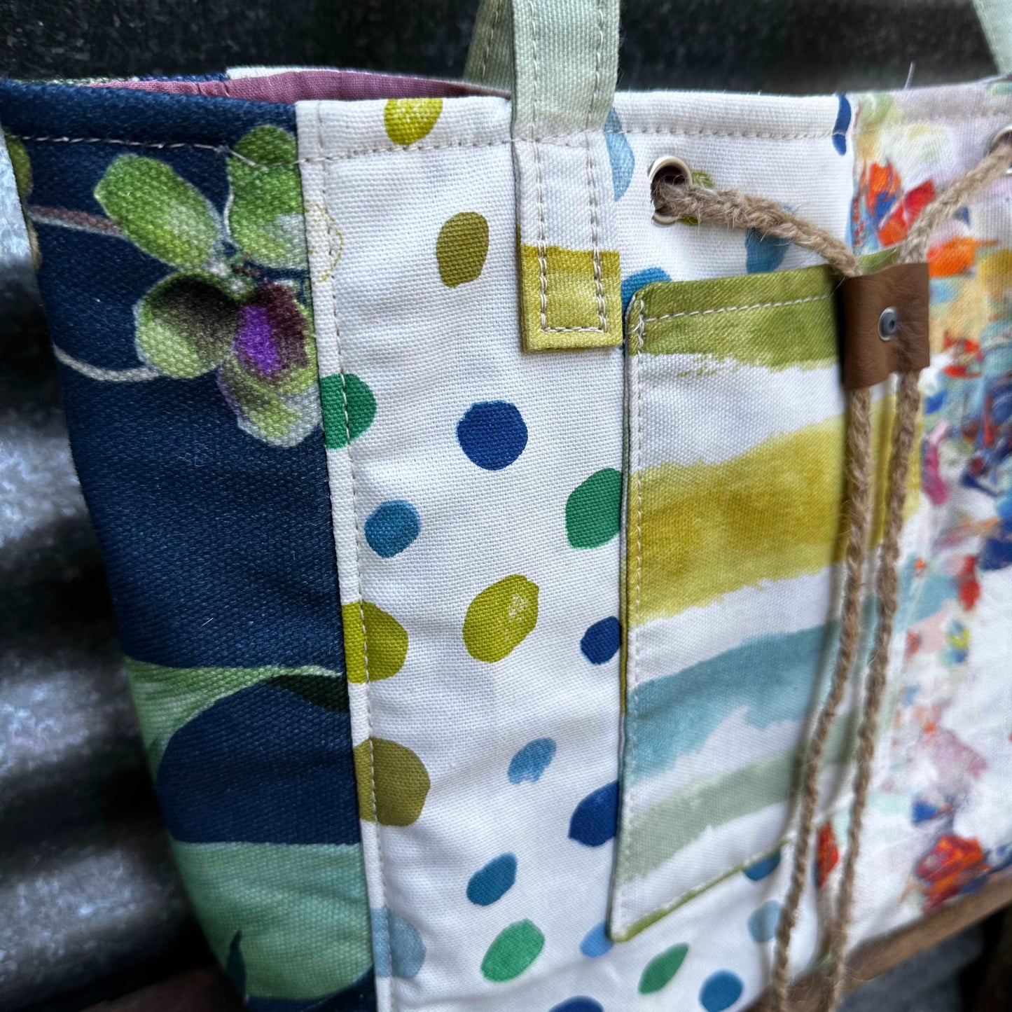 Crossbody tote bag - mixed fabrics